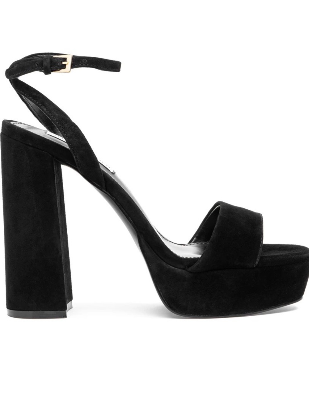 Steve Madden Black Suede Platform Ankle-Strap Sandal